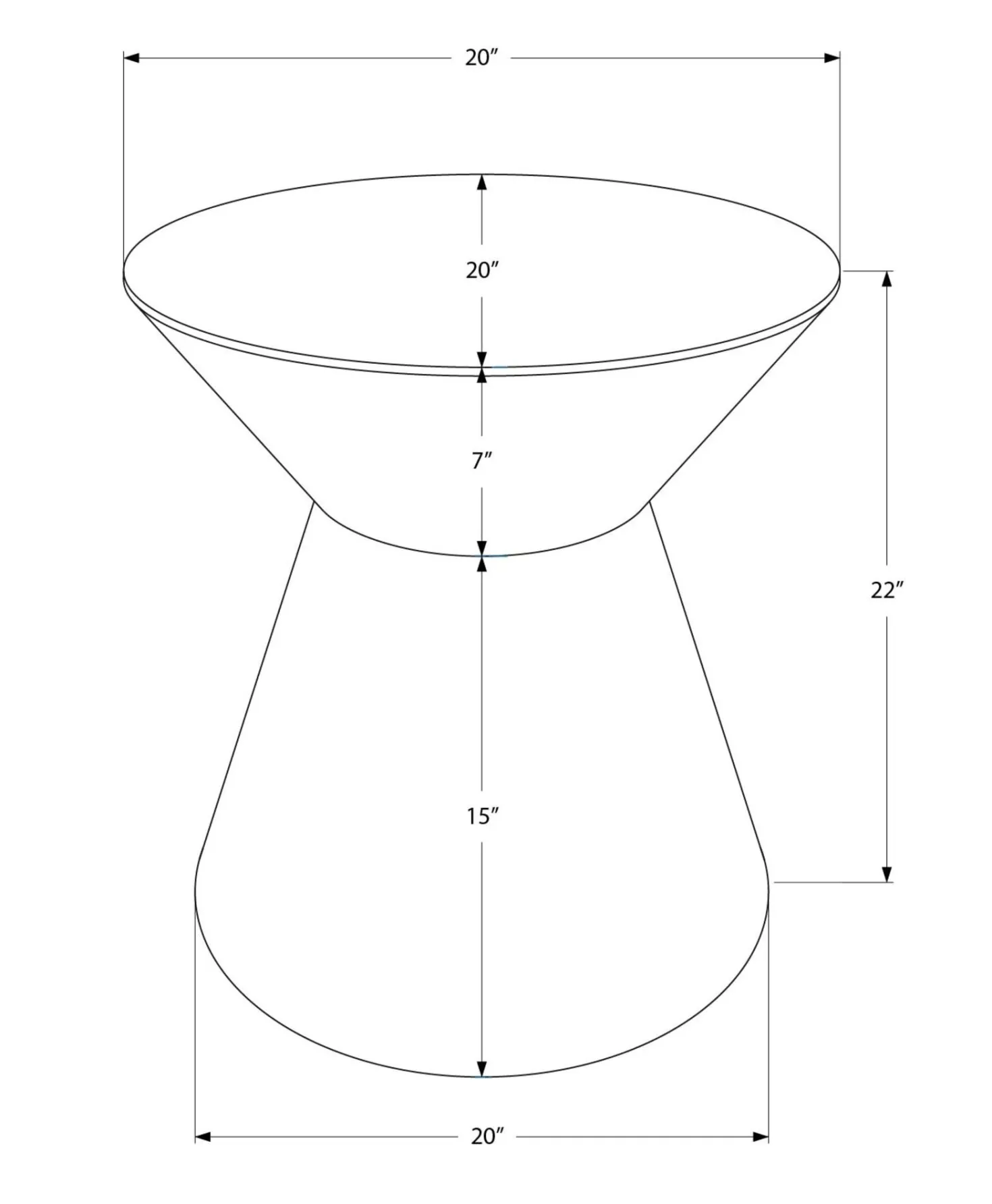 Table d'appoint - 22"H, table de bout drum métal gris - Monarch