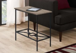 Table d'appoint - 22"H, taupe foncé, métal noir - Monarch