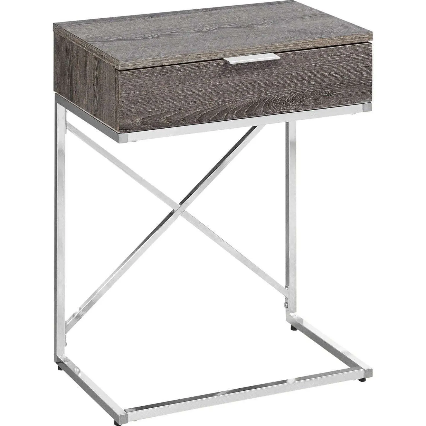 Table d'appoint - 24"H, taupe foncé, métal chrome - Monarch