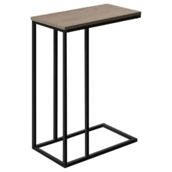 Table d'appoint - 25"H, taupe foncé, métal noir - Monarch