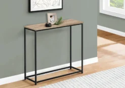 Table d'appoint - 32"L, console taupe foncé, métal noir - Monarch