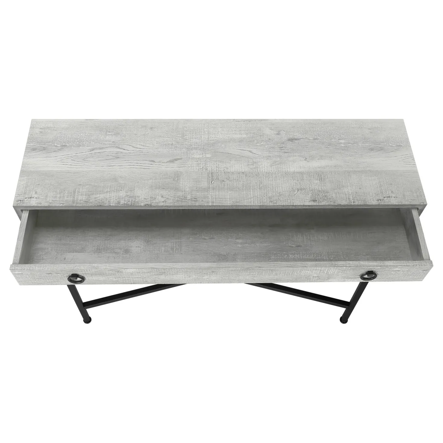 Table d'appoint - 42"L, faux bois gris, console noir - Monarch