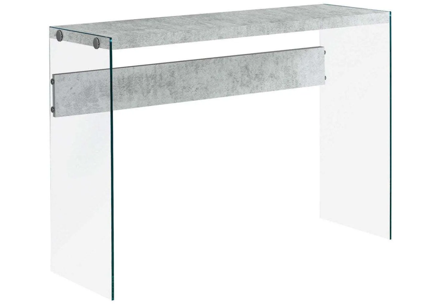 Table d'appoint - 44"L, gris cimente, verre trempé - Monarch