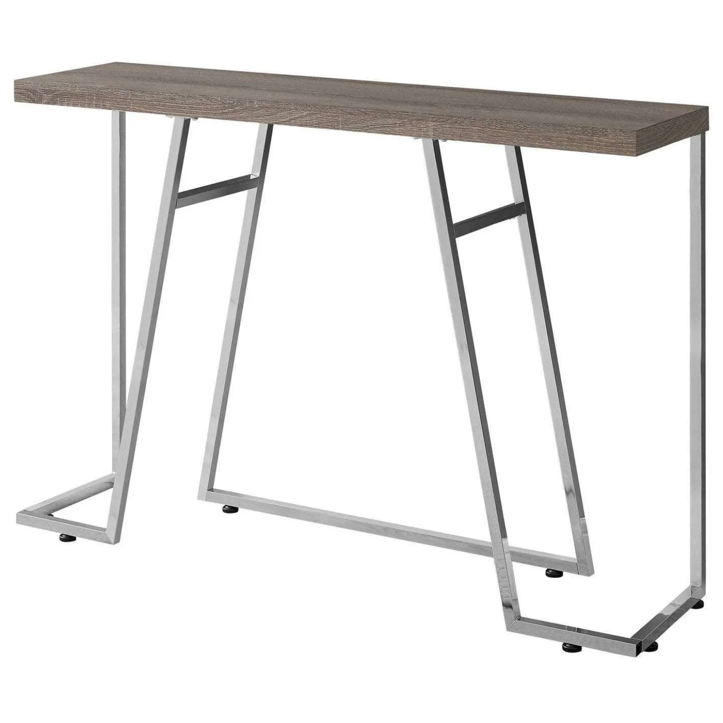 Table d'appoint - 48"L, taupe foncé, métal chrome - Monarch