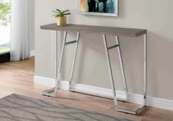 Table d'appoint - 48"L, taupe foncé, métal chrome - Monarch