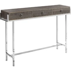 Table d'appoint - 48"L, taupe foncé, métal chrome - Monarch