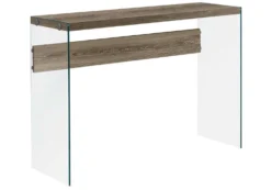 Table d'appoint - 44"L, taupe foncé, verre trempé - Monarch
