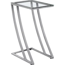 Table d'appoint - métal argent avec verre trempé - Monarch