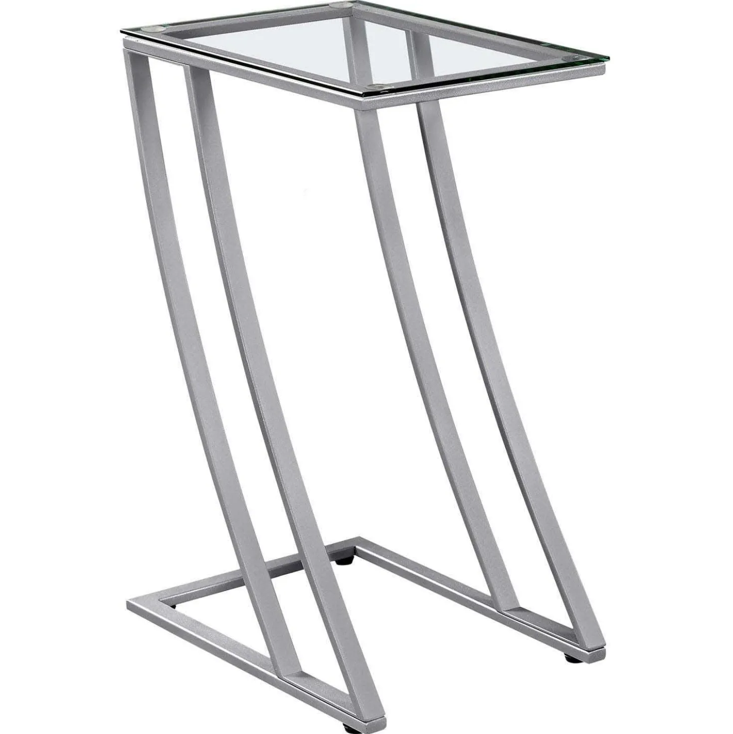 Table d'appoint - métal argent avec verre trempé - Monarch