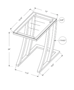 Table d'appoint - métal argent avec verre trempé - Monarch
