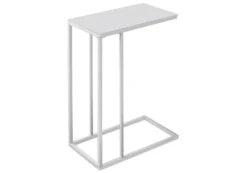 Table d'appoint - métal blanc, verre trempé givre - Monarch