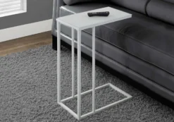 Table d'appoint - métal blanc, verre trempé givre - Monarch