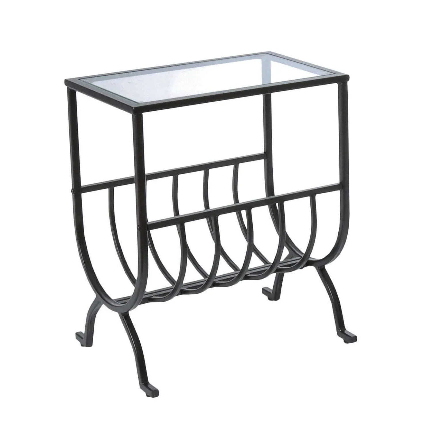 Table d'appoint - métal brun stardust avec verre trempé - Monarch