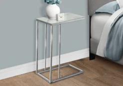 Table d'appoint - métal chrome avec verre trempé givre - Monarch