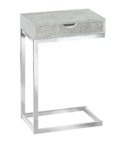 Table d'appoint - métal chrome, gris cimente avec tiroir - Monarch