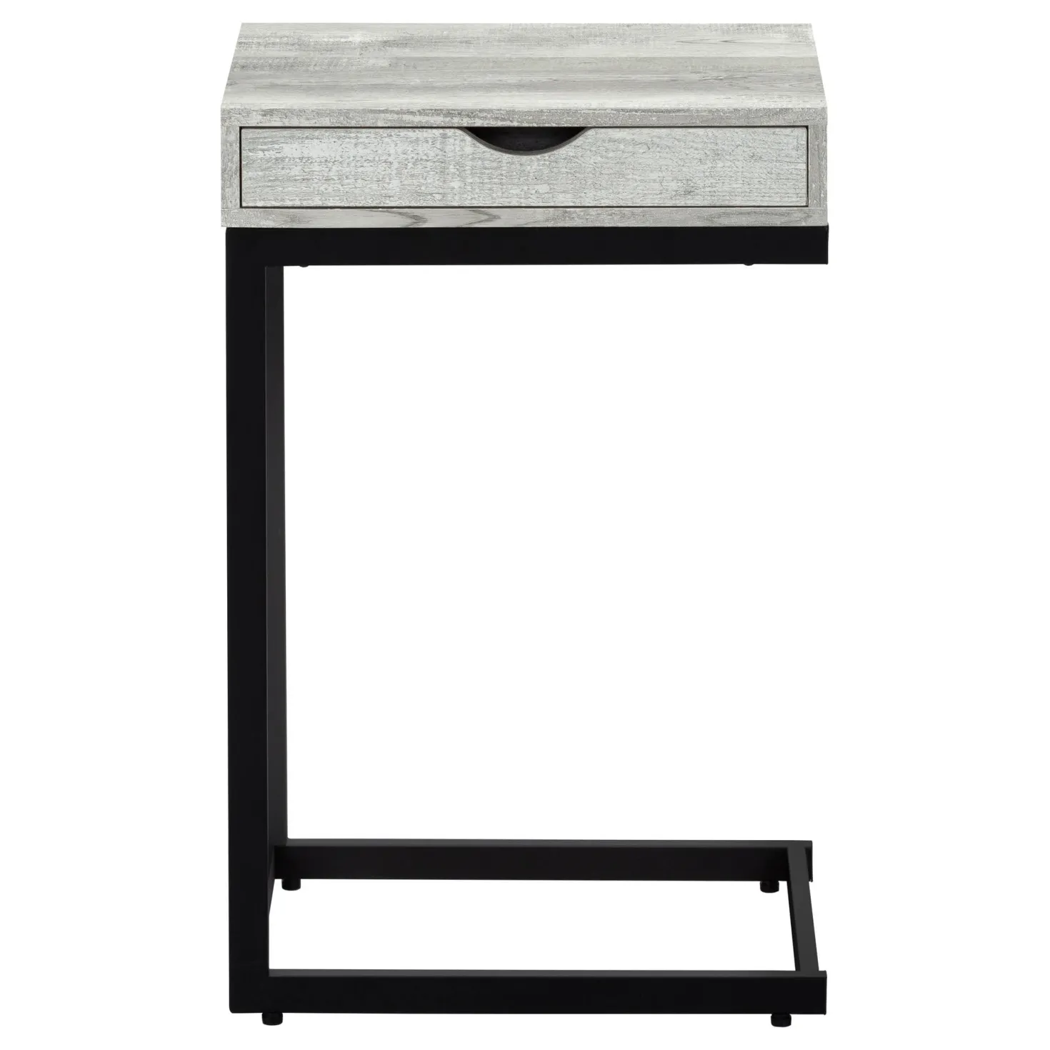 Table d'appoint - métal noir, faux bois gris, tiroir - Monarch