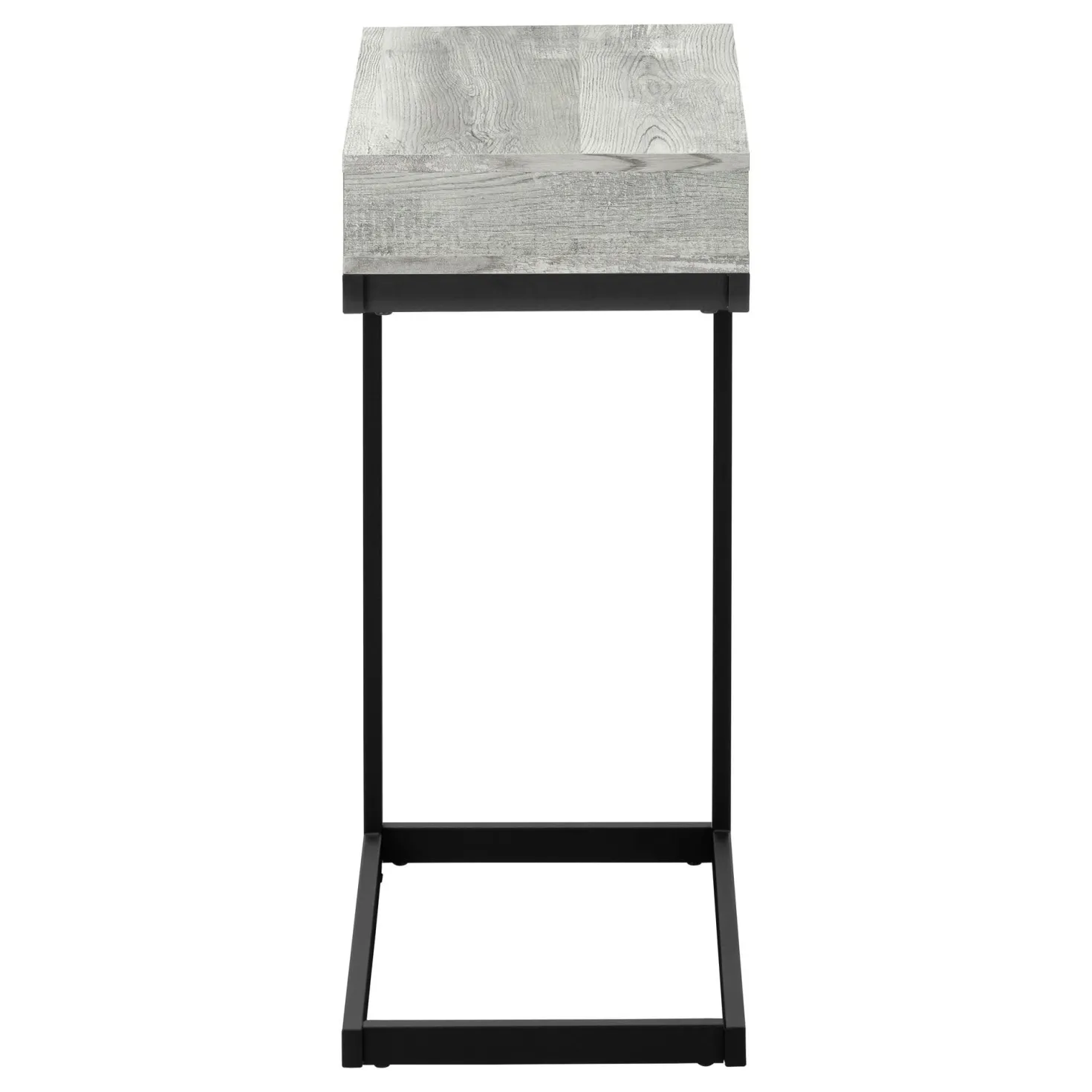 Table d'appoint - métal noir, faux bois gris, tiroir - Monarch