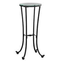 Table d'appoint - métal noir martele et verre trempé - Monarch