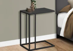 Table d'appoint - métal noir, verre trempé noir - Monarch