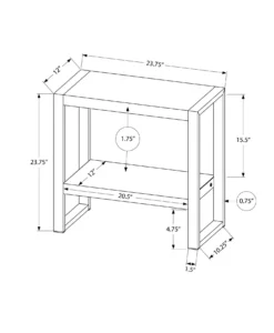 Table d'appoint - 2 niveaux, 1 tablette, rectangulaire - 24