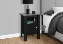 Table d'appoint - table de chevet noir, dessus gris - Monarch