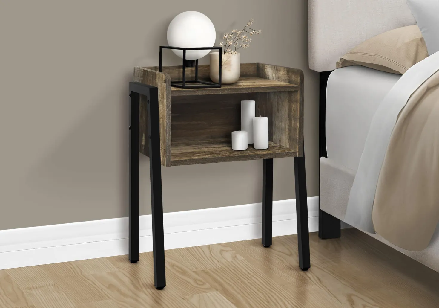 Table d'appoint, table de nuit - dessus de style plateau, 1 compartiment de - Monarch