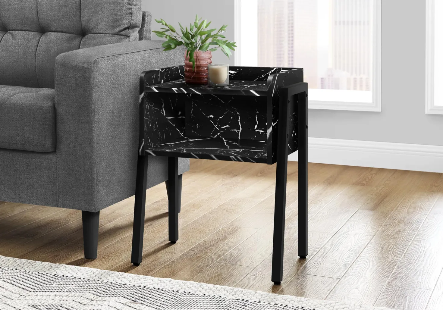 Table d'appoint, table de nuit - dessus de style plateau, 1 compartiment de - Monarch