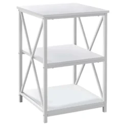 Table d'appoint, table de nuit - 3 niveaux, 2 tablettes, carré - 26"H - bl - Monarch