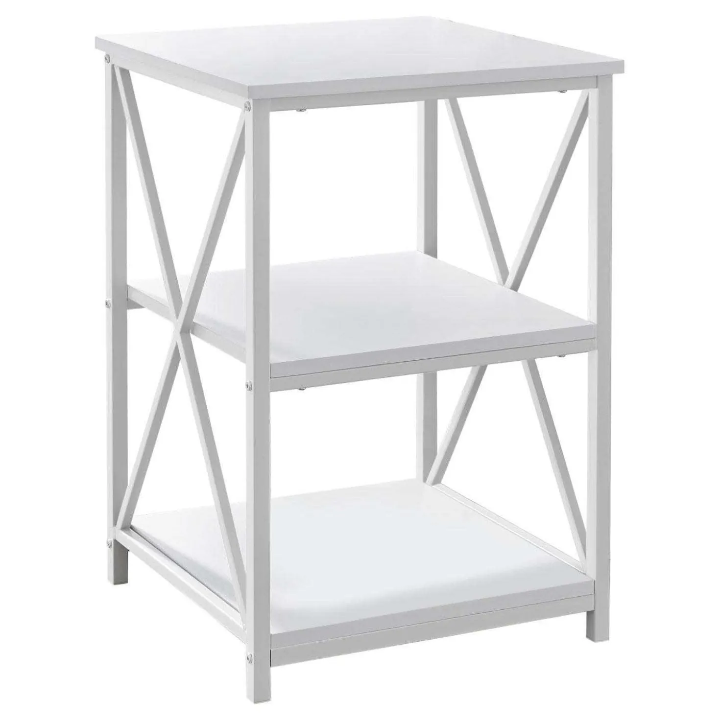 Table d'appoint, table de nuit - 3 niveaux, 2 tablettes, carré - 26"H - bl - Monarch