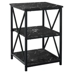 Table d'appoint, table de nuit - 3 niveaux, 2 tablettes, carré - 26"H - fa - Monarch