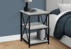 Table d'appoint, table de nuit - 3 niveaux, 2 tablettes, carré - 26