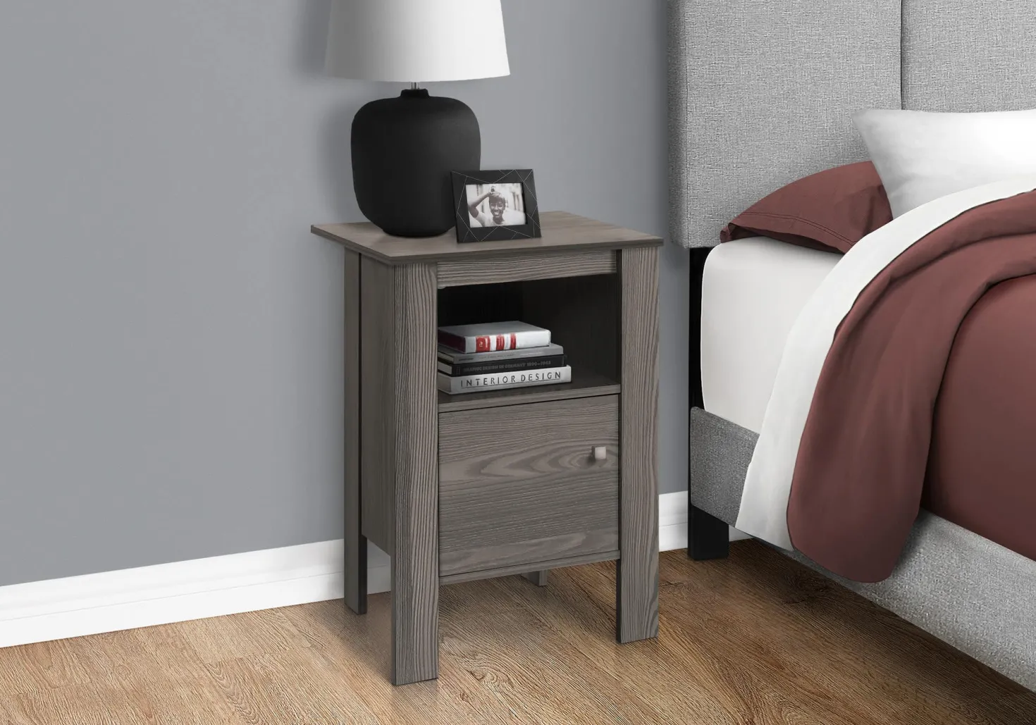 Table d'appoint, table de nuit - tablette ouverte, armoire de rangement, r - Monarch