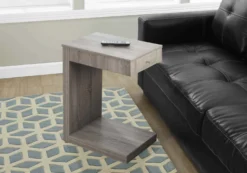 Table d'appoint - taupe foncé avec un tiroir - Monarch