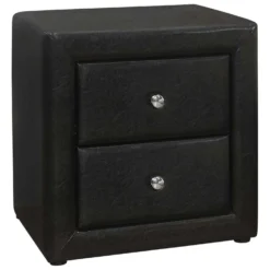 Table de chevet - rembourrée, 2 tiroirs de rangement - 21" h - simili cuir n - Monarch