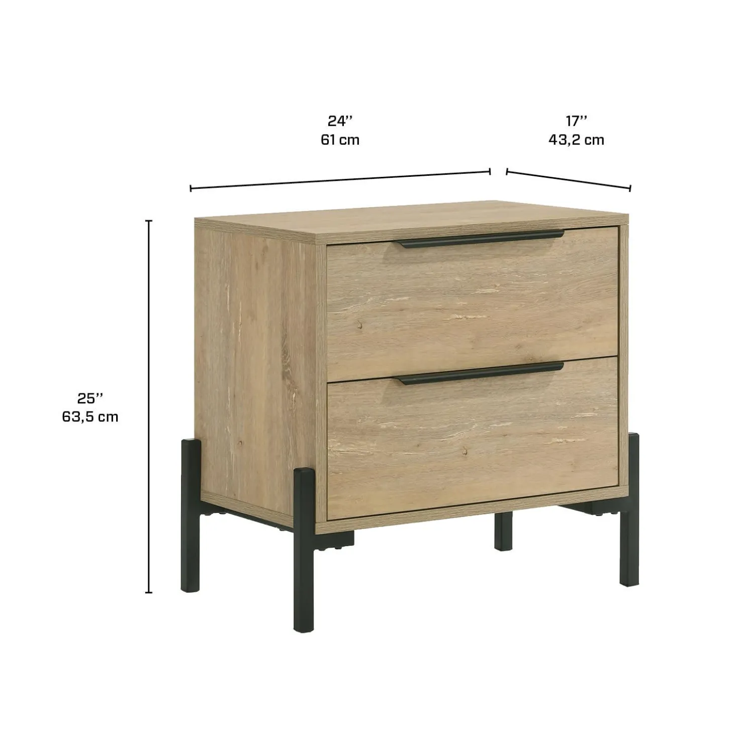 Table de chevet 2 tiroirs