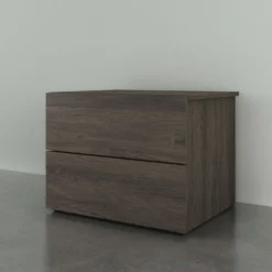 Table de nuit à 2 tiroirs, gris écorce - Nexera