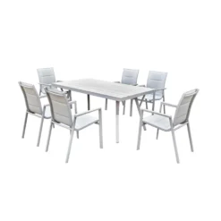 Table d’extérieur en polywood et aluminium avec 6 chaises