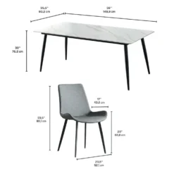Table en pierre sintérisée avec 4 chaises