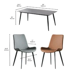 Table en pierre sintérisée avec 6 chaises