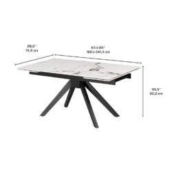 Table en pierre sintérisée et 4 fauteuils de cuisine - orange citrouille