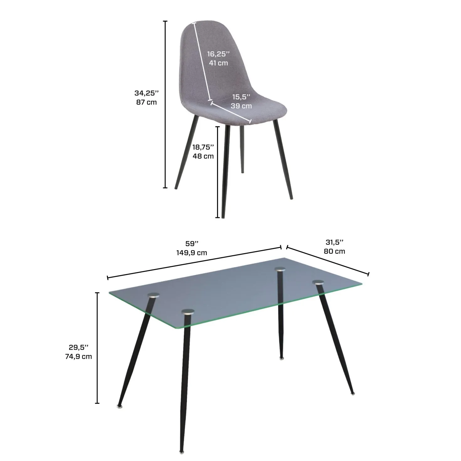 Table à manger avec 4 chaises