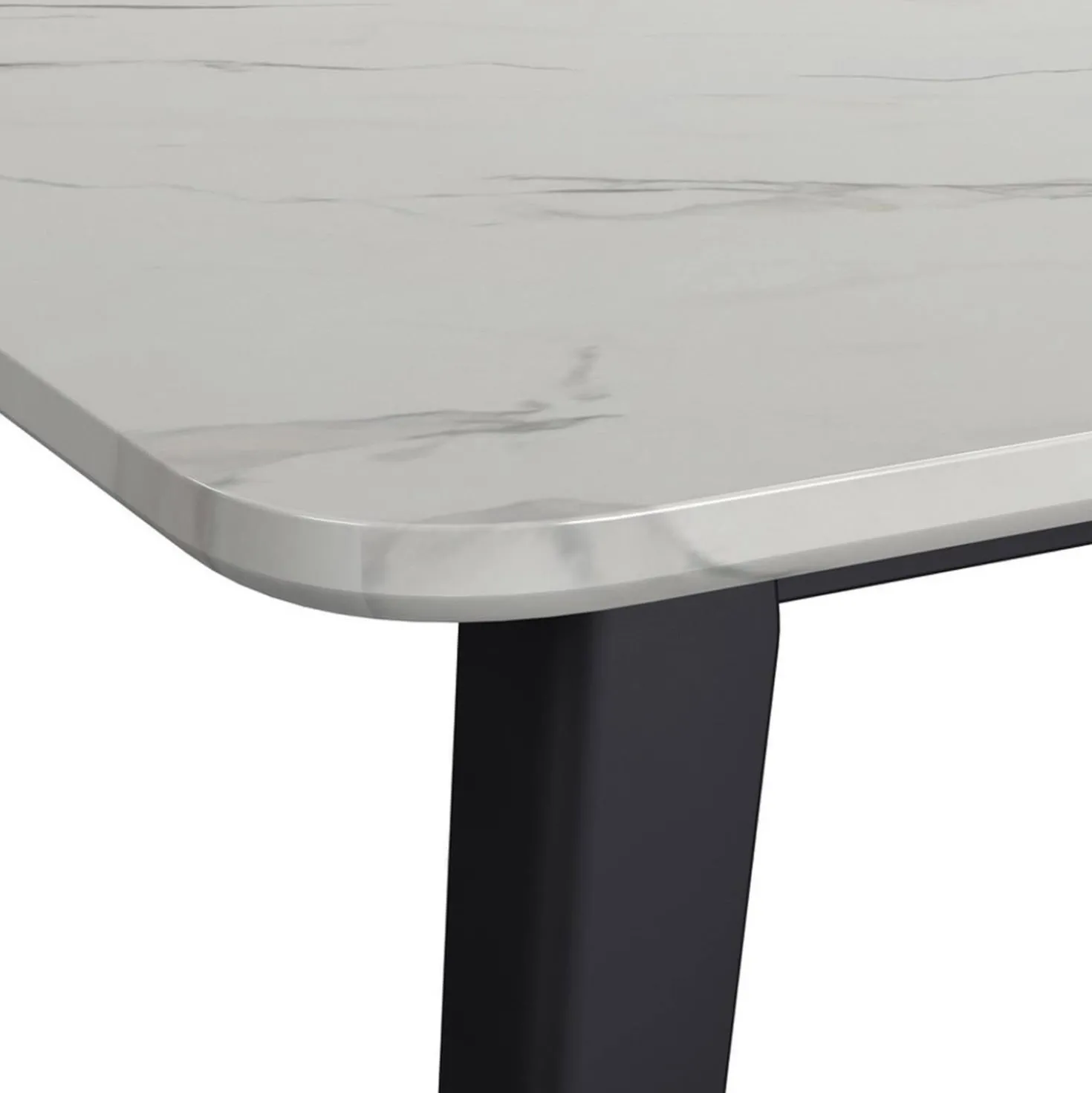 Table à manger avec plateau effet marbre blanc