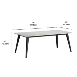 Table à manger avec plateau effet marbre blanc