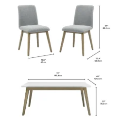 Table à manger avec plateau en marbre blanc et 4 chaises - gris