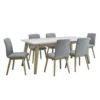 Table à manger avec plateau en marbre blanc et 6 chaises - gris