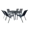 Table à manger d’extérieur rectangulaire en acier avec 6 chaises