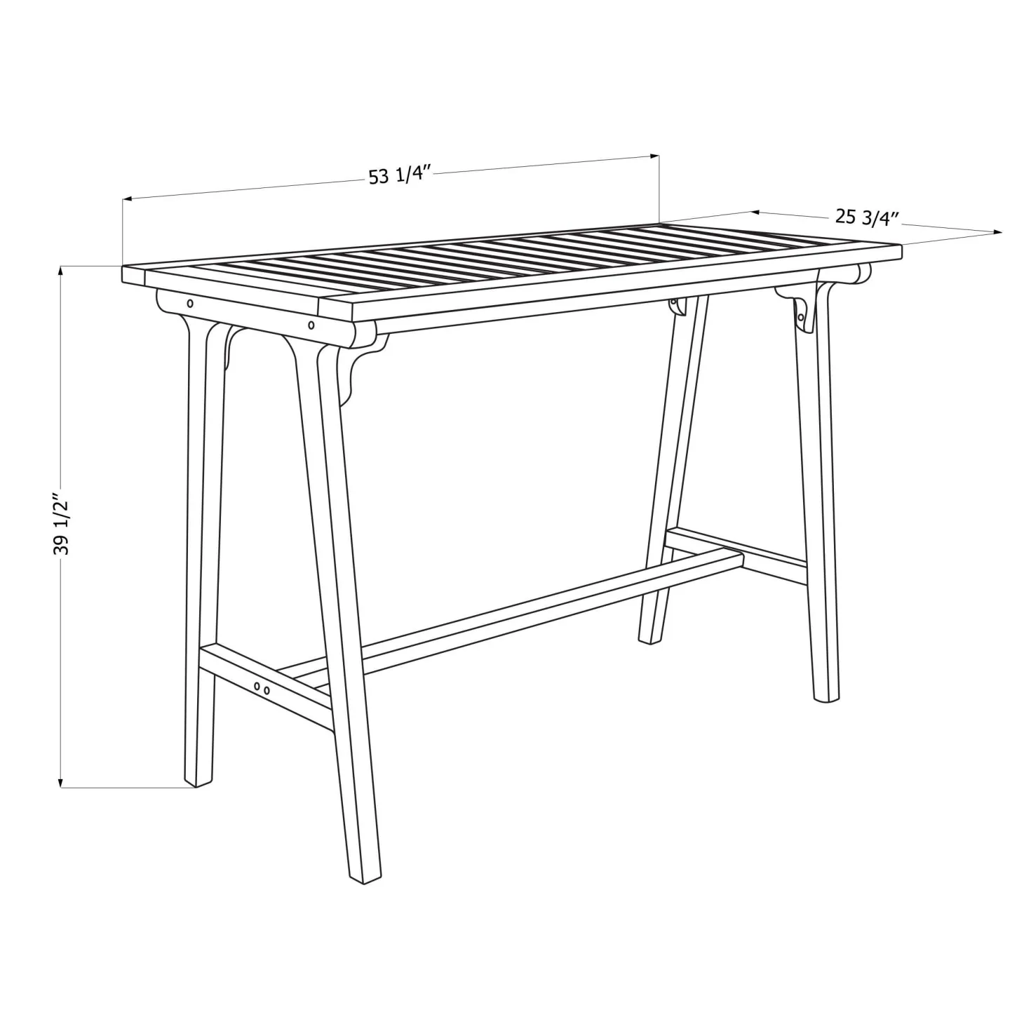 Table à manger extérieur en bois massif 54"