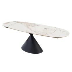 Table à manger ovale convertible extensible avec piédestal - 63"