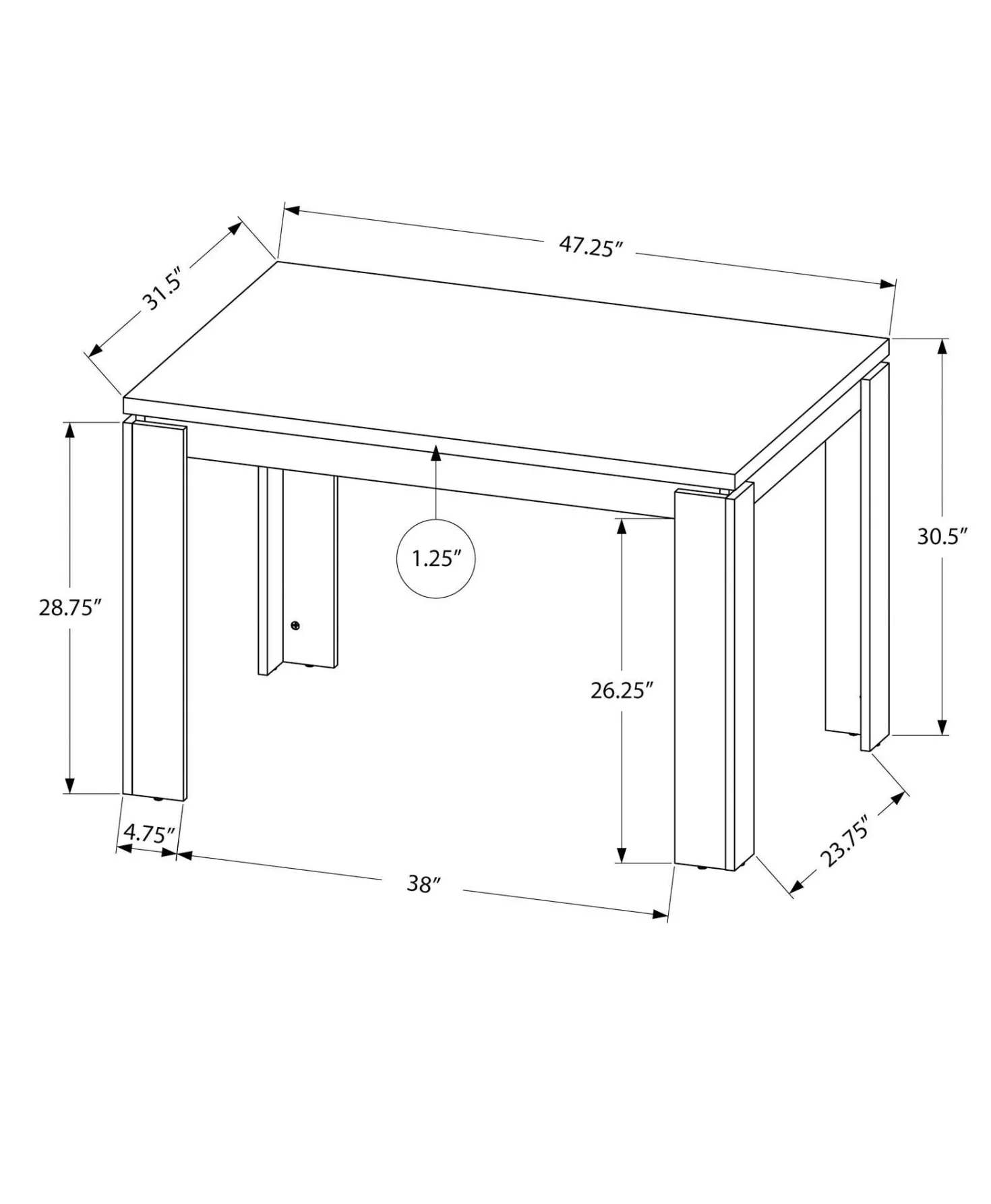Table à manger rectangulaire 48"