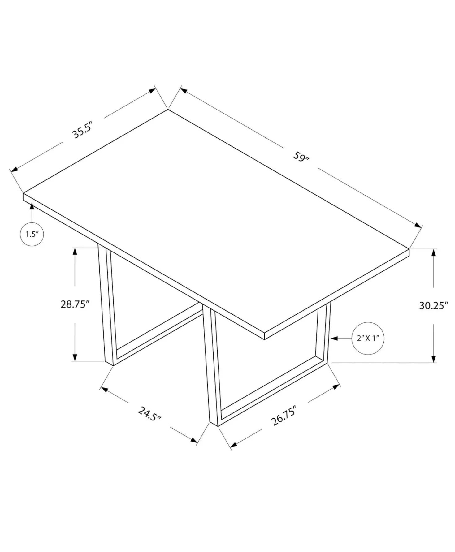 Table à manger rectangulaire 60"